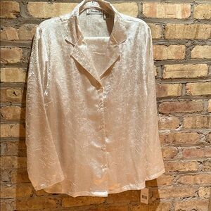 CHANTEUSESE brand new pajamas set women’s size large ivory 100% polyester